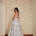 BLUE PRINTED SKIRT WITH EMBELLISHED BLOUSE AND DUPATTA