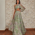 GREEN ONE SHOULDER DRESS