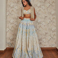 Yellow Print Skirt And Blouse With Tassel Vest